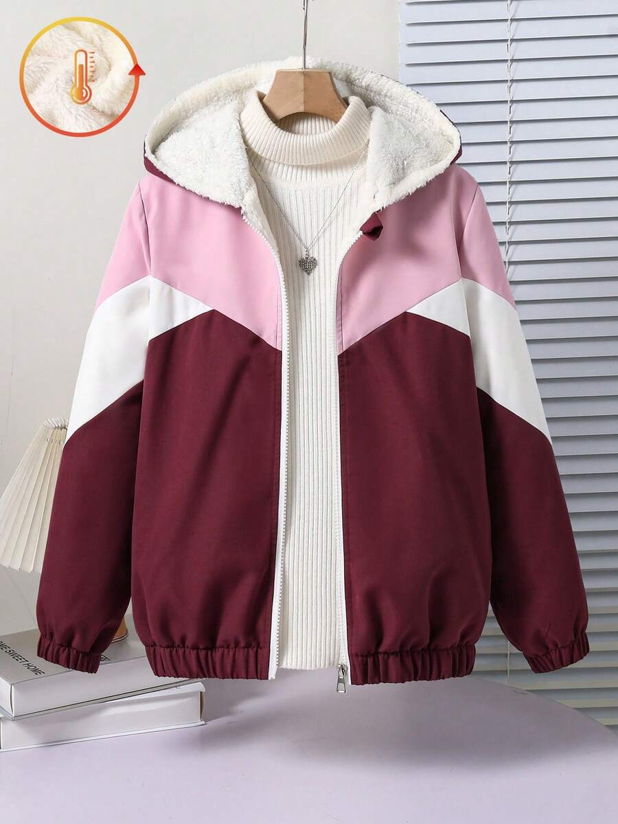 Casual Thermal Lined Zip-Up Long Sleeve Tween Girls Jackets Fall Winter - Multicolor - View 1