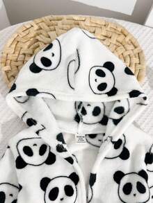 SHEIN معطف سميك مريح بغطاء رأس مطبوع بنجوم للأطفال الرضع، مناسب للخريف والشتاء