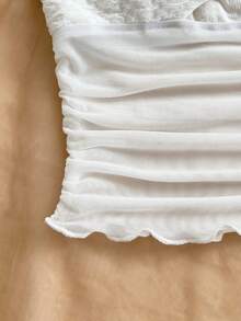 Soleia 女士休闲纹理系带露背吊带上衣，适合度假和日常穿着，白色性感音乐节休闲度假波西米亚风海滩装扮 - 白色 - 查看 5