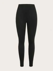 Slaydiva 2 sztuki obcisłych legginsów damskich, materiał PU, swobodny - Czarne - Zobacz 4