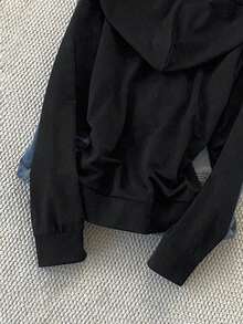 Glimmora 刺绣图案拉链连帽衫修身运动衫夹克女款秋冬款 - 黑色 - 查看 4