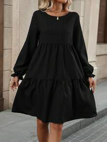 EMERY ROSE Abito midi casual e ampio di colore unito per donna - nero - Visualizzare 6