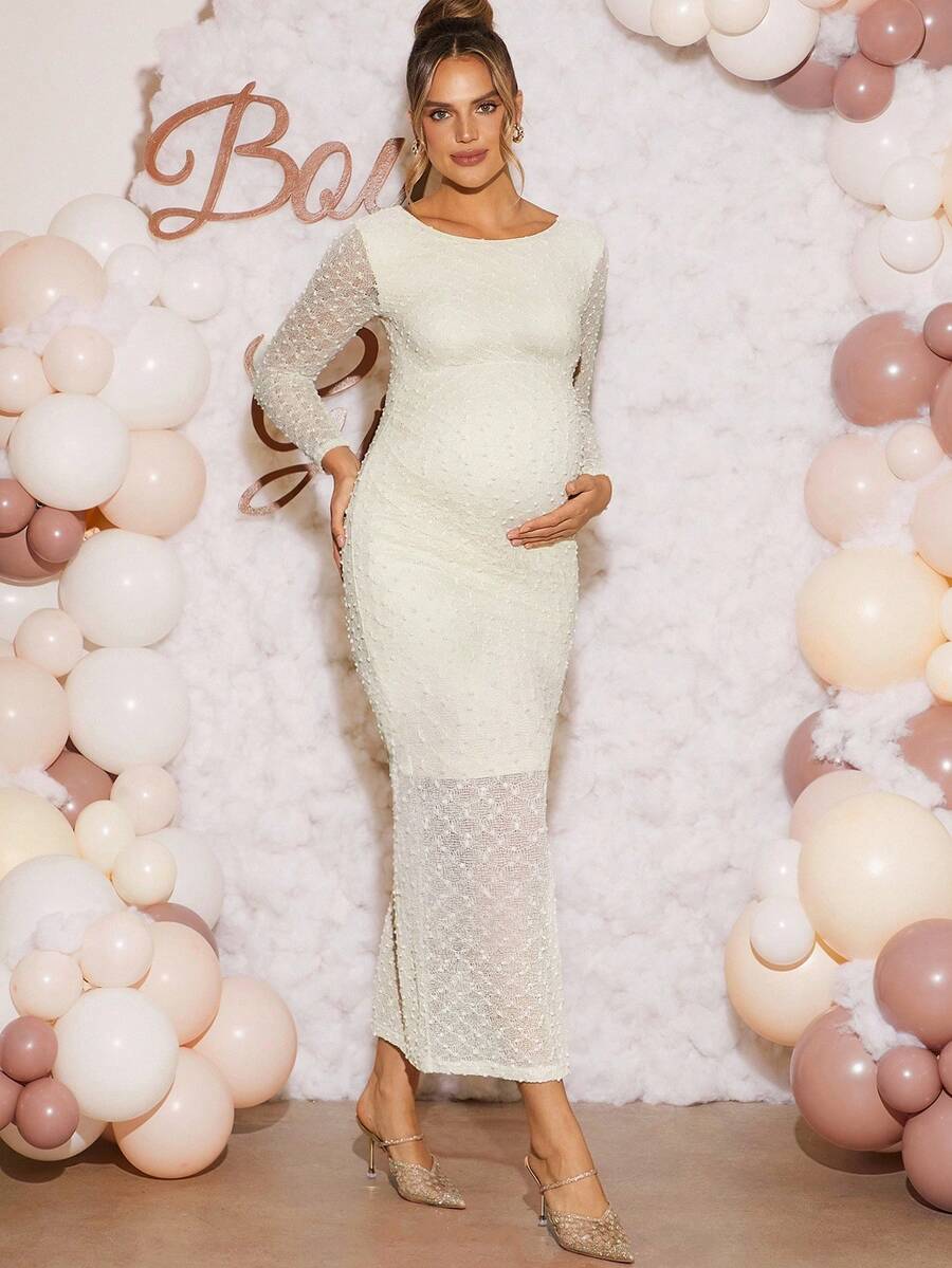 Loomaby 孕妇装、性别暴露连衣裙、孕妇装、婴儿洗礼连衣裙