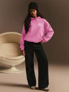 Athîral Women's Hooded Sweatshirt, Minimalist Fashion Casual Everyday Wear In Fall/Winter - Pink - View 2