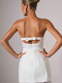 COSMINA Women's Fashionable Elegant Lace Patchwork Dress - White - View 7