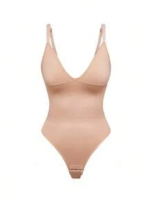 SHAPORA Body de mujer de unicolor con acanalado - Albaricoque - Ver 5