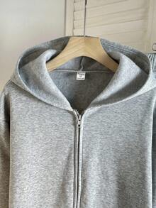 SHEIN 2pcs/Set Teenager Boys' Casual Street Style Solid Color Hoodie Sweatshirt And Sweatpants, Comfortable Outfit Suitable For Commuting, School, Daily Casual, Vacation, Sports, Party, Autumn/Winter Teen Hoodie Set Hoodie And Sweatpants Set 2 Pieces Fall Autumn And Winter Tracksuit Jogging Boys Sweatsuits Set Tween Boys Outfit Sets Pants And Hoodie 2 Pieces Teen Boys Hoodie And Sweatpants Boy Teen 2pc Sets Teen Zipper Front Hoodie Set - Grey - View 7