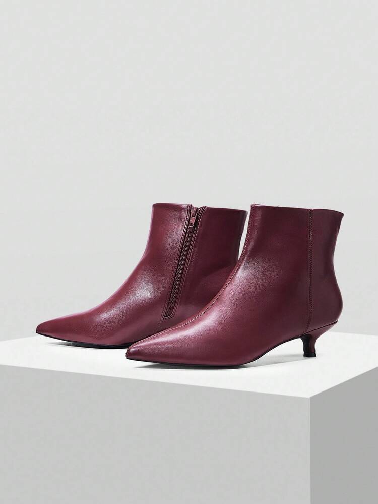 WOMEN'S FASHION COMMUTER MINIMALIST PU LEATHER POINTED TOE LOW HEEL ANKLE BOOTS FOR CHRISTMAS SPRING SHOES