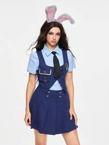 ROMWE Avant 3 件套 Judy Hopps 军官角色扮演服装套装，动漫/漫画展，万圣节女装 - 彩色 - 查看 6