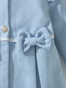 SHEIN 女婴6个月-3岁休闲保暖外套，适合秋季和冬季穿着 - 藍色 - 查看 8
