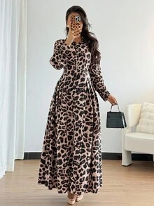Chiquease Váy ngắn họa tiết da báo thời trang dành cho nữ, đầu thu - Nhiều màu - Xem 4