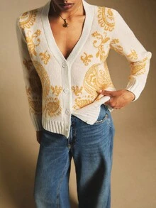 Poéselle Cardigan lavorato a maglia elegante, retrò e romantico, versatile e minimale, da donna - Bianco - Visualizzare 3