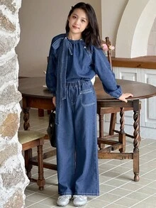 DAZY Tween Girl Fashion Design Casual Denim Set Fall/Winter - Blue - View 1