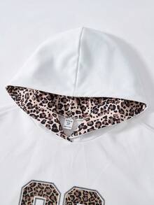 SHEIN Explorewe 秋冬季少女宽松休闲印花撞色卫衣，适合日常、通勤、休闲、度假、朋友聚会等场合。 - 白色 - 查看 7