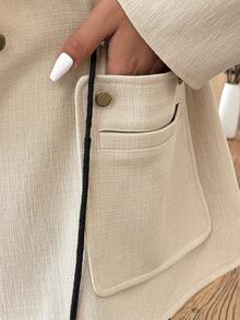 Weeklong Plus Size Casual Minimalist Blazer With Adjustable Drawstring Waist - Apricot - View 6