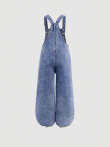 SHEIN Girlism 青少年女孩 Y2K 新款花卉心形彩虹涂鸦可爱印花时尚休闲柔软甜美牛仔连体裤（不含 T 恤）、女孩宽松直筒牛仔裤连体裤、女孩秋冬装、返校返校节街头服饰、女孩 Y2k 服装、女孩可爱套装、90 年代女孩服装、可爱服装 - 淺色水洗藍 - 查看 2
