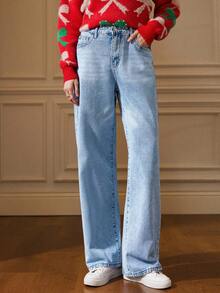 Écloséra High Waist Wide Leg Jeans - Light Wash - View 3