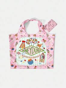 HARRY POTTER X SHEIN Women's Retro Letter & Cartoon Pattern Large Capacity Tote Bag - Multicolor - View 2