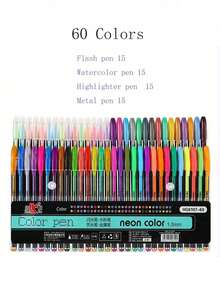 12Pcs/18Pcs/24Pcs/36Pcs/48Pcs/60Pcs Glitter Gel Pen & Fluorescence Pen, A Variety Of Colors To Choose From,Back To School - Multicolor - View 12