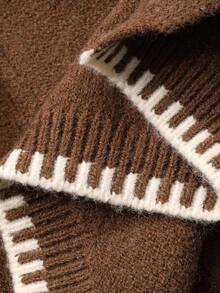 DAZY 2件套女士秋季蕾丝刺绣宽松毛衣和裙子套装 - 棕色 - 查看 7