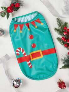 PETSIN 1 pezzo Pettorina natalizia per animali domestici con Babbo Natale e Candy Cane, colore verde