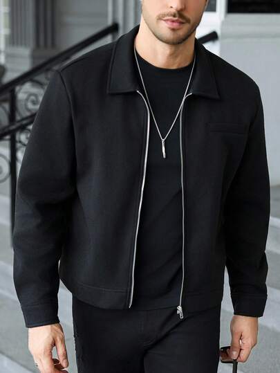 Manfinity CasualCool Cappotto lungo con chiusura lampo uomo Manfinity, nero, ideale per Ognissanti, Natale, abbigliamento casual da strada e uscite informali, regalo perfetto per fidanzati/mariti per anniversari, autunno inverno