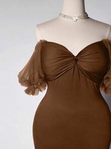 Viva Relle 优雅高端收腰奢华美人鱼长裙 - 棕色 - 查看 5