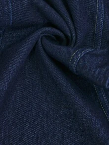 Flexra 女式圆领单排扣修身牛仔背心 - 深色水洗藍 - 查看 9