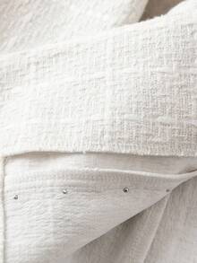 GlowEve 女款2025秋冬新款粗花呢泡泡珍珠经典腰部办公室休闲西装外套 - 白色 - 查看 7