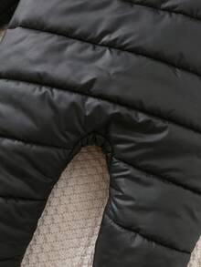 SHEIN 新生儿男女款羊毛连帽连体衣，黑色，秋冬 - 彩色 - 查看 11