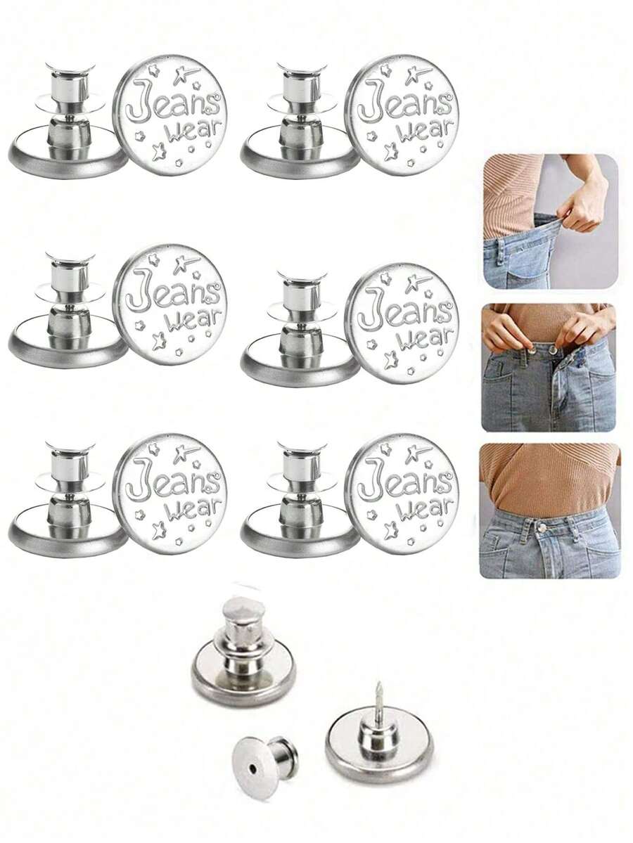 SHEIN 6 Pcs/12Pcs Jeans Buttons Replacement 17mm No Sewing Metal Button Repair Kit Nailless Removable Jean Buttons Replacement Combo Valentines Wedding, Birthday, Buttons, Sewing, Sewing Supplies, Sewing Accessories, Craft Supplies, DIY, Crafts For Adults