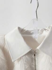 Franclia Women's Simple And Fashionable White Plush Coat Lapel PU Splicing Plush White Coat Long Sleeve Women's Winter Coat Women's Jacket, Autumn Women's Clothing Autumn Clothing Autumn Clothing Autumn Clothing Women's Clothing Autumn Clothing Women's Clothing Going Out Winter Women's Clothing Winter Clothing Elegant Fashion Casual Commuting Business Office Daily Leisure Versatile Temperament Urban Teacher Professional Clothing - White - View 4