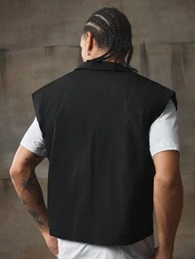 AXEPEAK Áo vest nam không tay đơn sắc tối giản, thường ngày, mùa thu, mùa đông - màu đen - Xem 2