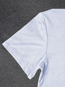 Manfinity Dauomo 休闲街头风男士圆领T恤，水田鼠动物图案系列 - 白色 - 查看 3