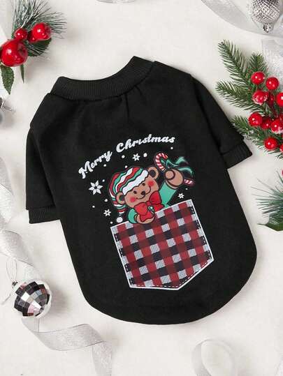 PETSIN 1pc Pet Christmas Wool Blanket (Black), Suitable As A Gift For Pet Owners