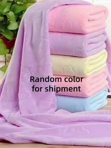 SHEIN 1件套超细纤维毛巾套装压花熊图案速干浴巾沙滩巾超柔软吸水豪华水疗泳池毛巾礼物 - 彩色 - 查看 1