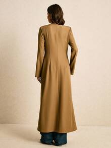 Poéselle Áo khoác dài tay dài cổ bẻ cài nút đơn dành cho nữ mùa thu/đông - màu nâu - Xem 2