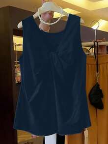 Franclia Damen einfarbiges minimalistisches ärmelloses Twist V-Ausschnitt Top, Alltagskleidung