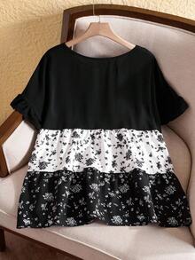 Rusticease 大码休闲度假撞色碎花衬衫，休闲假日风，休闲假日穿搭，夏季时尚，女士夏季穿搭，母亲节穿搭，乡村音乐会穿搭，女士波西米亚风穿搭，女士西部风穿搭，女士假日穿搭，女士夏季服装，大码女装，商务休闲女装，女士夏季服装，大码女装，正式场合穿搭