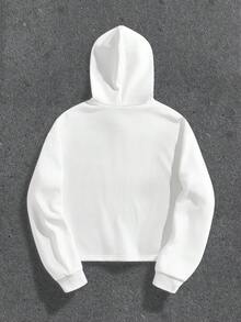 Manfinity ZONE917 Box Cut Short Gothic Jesus Thorns Heart Slogan Print White Hoodie