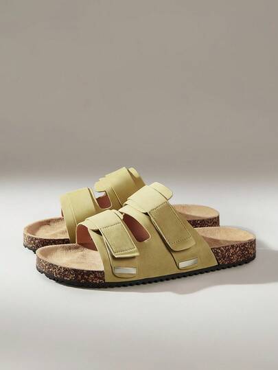 Solecia 男士圆头双带平底一脚蹬鞋，方便舒适，适合日常、派对、通勤，时尚百搭