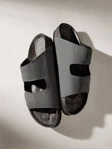Solecia 男士休闲舒适简约纯色拖鞋 - 灰色 - 查看 2