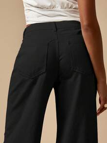 MISSGUIDED Quần jeans ống rộng cạp cao cổ điển, tối giản, hiện đại, thời trang thu đông Y2K, quần ống loe, quần jeans lửng, phong cách thường ngày, nổi bật - màu đen - Xem 5