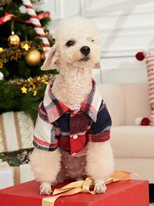 PETSIN 1pc Christmas Checkered Mixed Color Pet Shirt