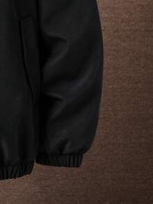 SHEIN Tween Boys' Smiling Face Print Hooded Casual Jacket - Black - View 4