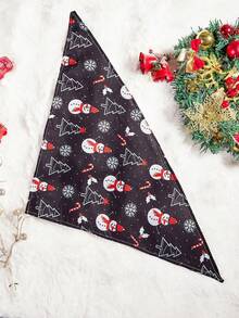 PETSIN 1pc Christmas Tree Print Pet Bandana, Lightweight Polyester Fabric, For Small/Medium Dogs, Christmas Party