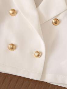 SHEIN Babygirl 优雅白色夹克和薄纱裙套装，秋冬 - 白色 - 查看 5