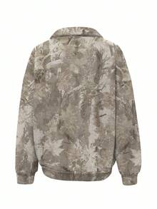 Lalippa Áo sweatshirt nữ dáng rộng, cổ đứng, khóa kéo nửa thân, in họa tiết toàn thân, kiểu dáng thường ngày, thích hợp mặc nhà. - Nhiều màu - Xem 2