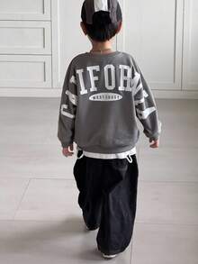 SHEIN 1pc Young Boys Casual College Style Comfortable Fashion Minimalist Loose Fit Practical Versatile Big Letter Graphic Thick Sweatshirt, Suitable For Daily Wear, School, Outings, Sports, Autumn/Winter Winter Autumn Fall