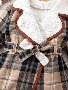 SHEIN Baby Mädchen Vintage Karomuster Thermojacke, Herbst/Winter